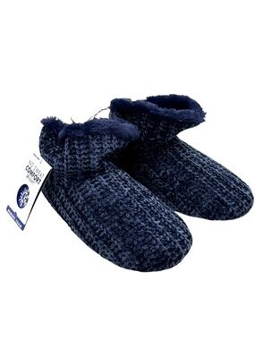 NWT Dearfoams Women's Chenille Bootie Slippers - Peacoat Size XL (11-12)